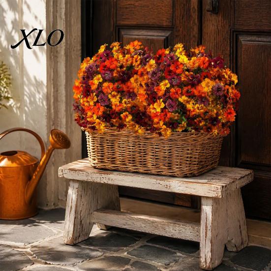 Lifelike Faux Flowers for Every Season Artificial Fall Outdoors, Fake Autumn Topiary Ball, UV Resistant Mums with Ground Decorative Botanicals Bedroom