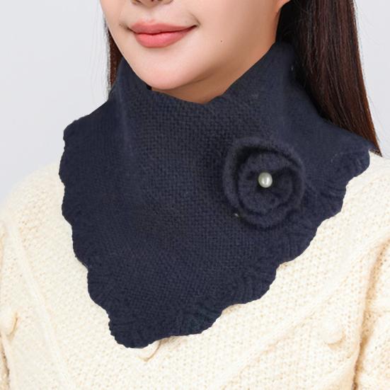 Fake Collar Flower Decoration Solid Color Knitted Scarf Soft Cozy Warm Dress False Collar Winter Accessory