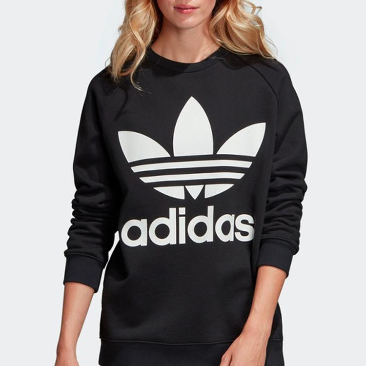 adidas Оригиналы Серия American Vintage Большой Логотип с Буквой Флис Круглый Вырез Пуловер Повседневная Толстовка Женская Черный DH3129