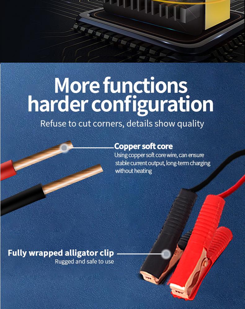 Умное мощное автоматическое зарядное устройство для аккумуляторов 12 В/24 В для легковых и грузовых автомобилей