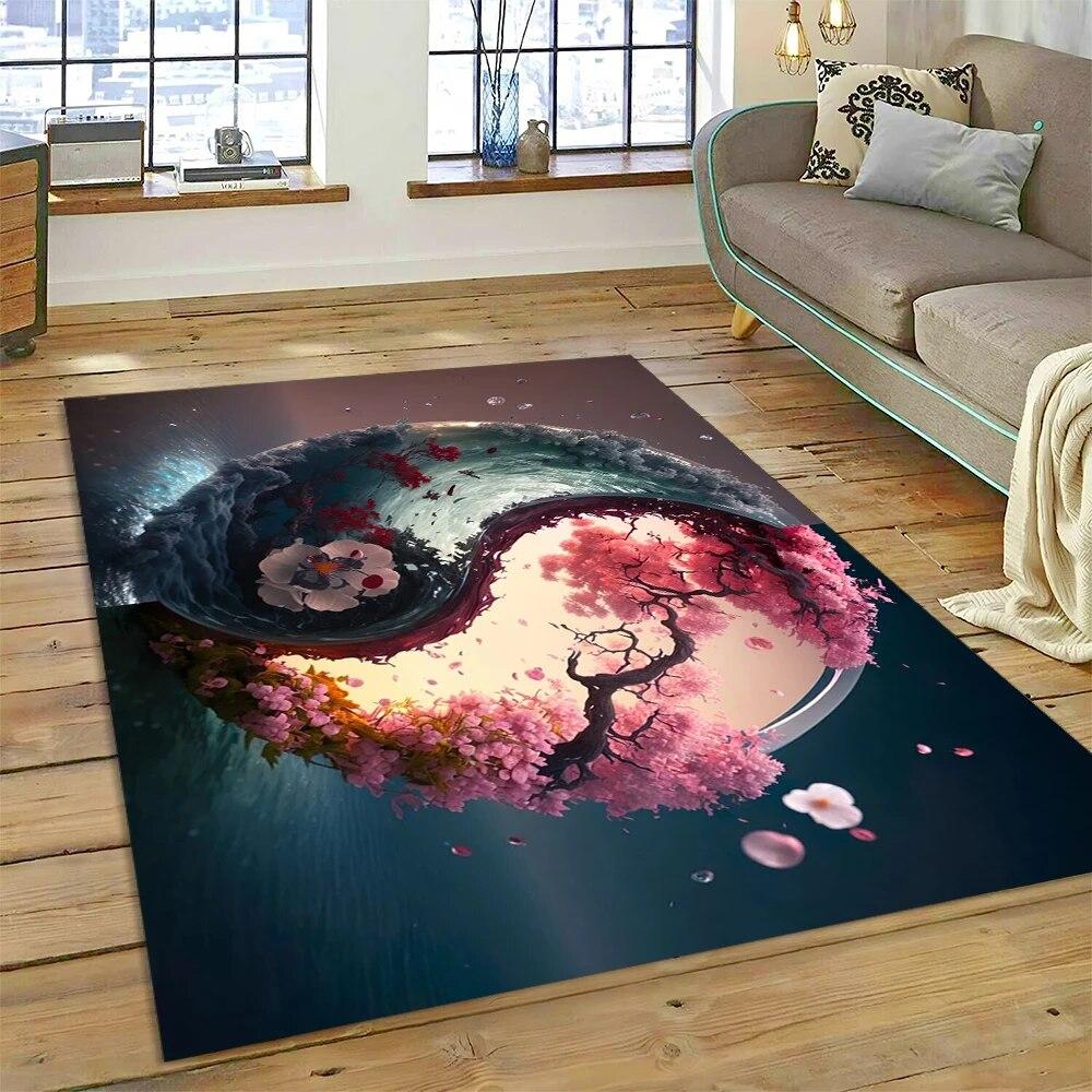 Yin and Yang 3D Naturalize Chinese Tai Chi Carpet Rug for Home Living Room Bedroom Sofa Doormat Decor,Kids Area Rug Non-slip Mat