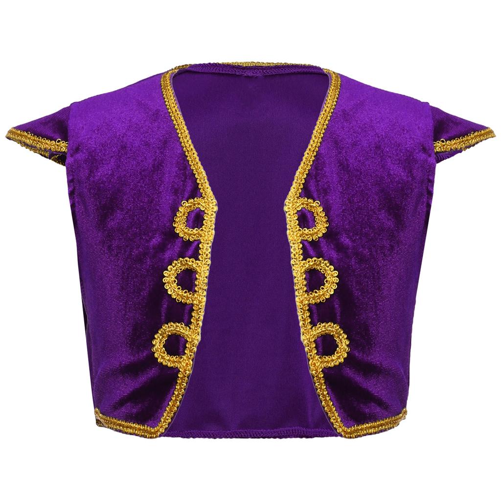 Костюм арабского принца для мальчиков, жилет с рукавами-крылышками и V-образным вырезом, наряд для тематической вечеринки, косплея, Хэллоуина, выступления