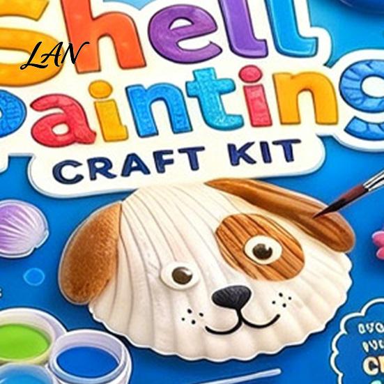 Handmade Shell Painting Kit 1/2 Sets DIY Craft Kit, with Natural Shells, Modeling Clay, Pigments, Seashell Glue, Eyes, Art Crafts Supplies Set