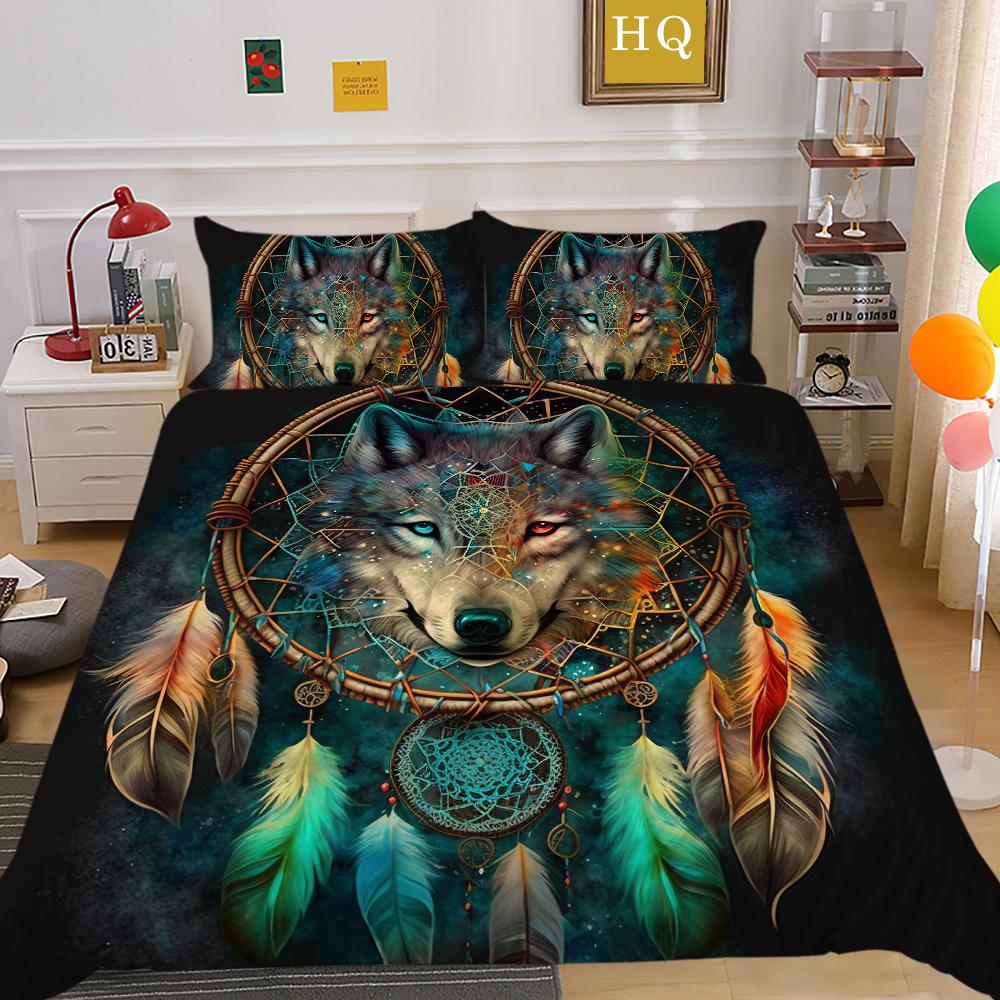 Пододеяльники с принтом волка King Size, комплект постельного белья из микрофибры, мужской мягкий высококачественный домашний текстиль