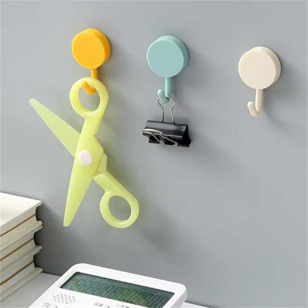 Vogue No Punching Small Hook Decorative Solid Color 5PCS Circular Hook Kitchen Wall Hanging Hook Cute Adhesive