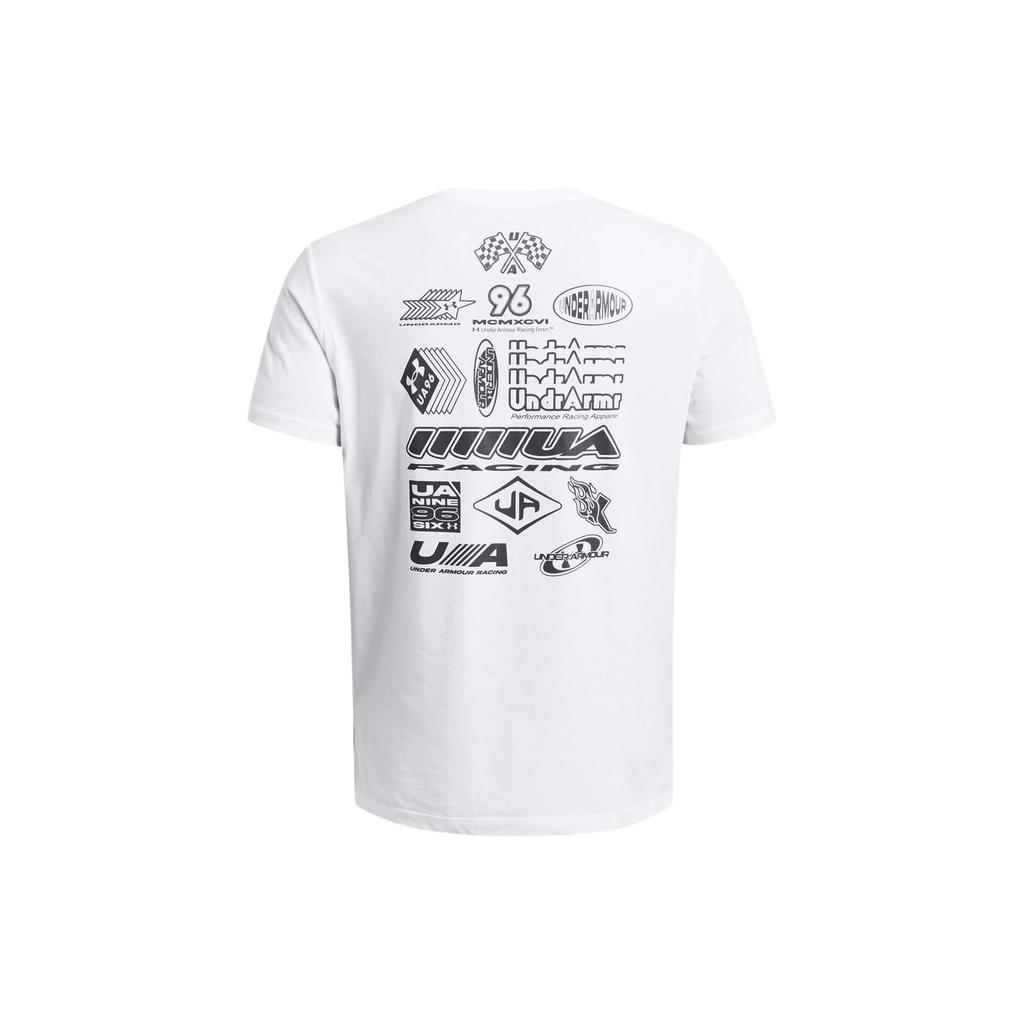 Under Armour UA Launch Crew Neck Printed Short Sleeve T Shirt Men Tops White 1383233-100
