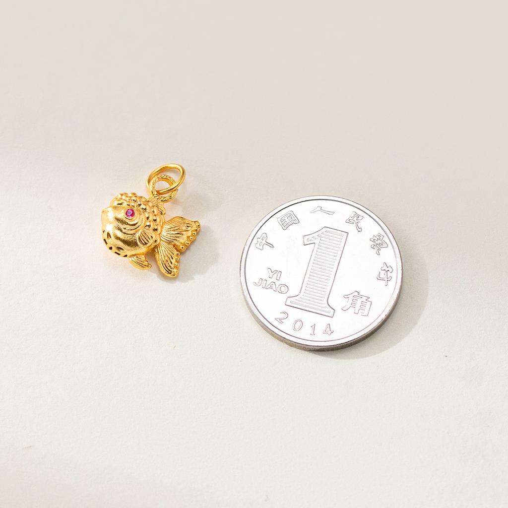 S925 Sterling Silver Gold-plated Diamond-encrusted Small Fish Pendant DIY Handmade Braided Rope Material Accessories