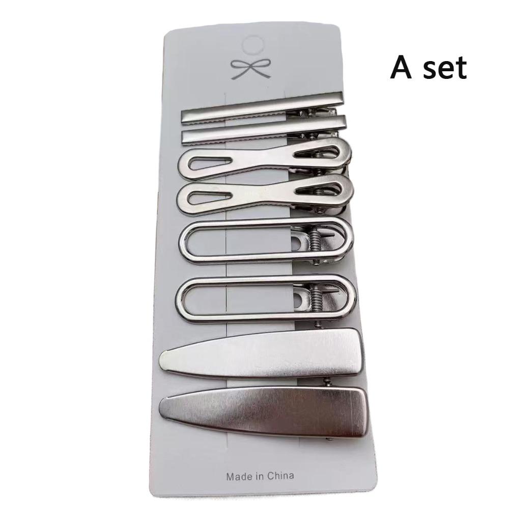 8Pcs/Set Metal Girls Hairpins Duckbill Clip Bangs Barrettes Exquisite Y2K Hair Clip Set Women Girls