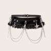Lace Patchwork Dark Chain Punk Belt Leather Skirt Belts Y2K Jacket Embellished Waistband  Women