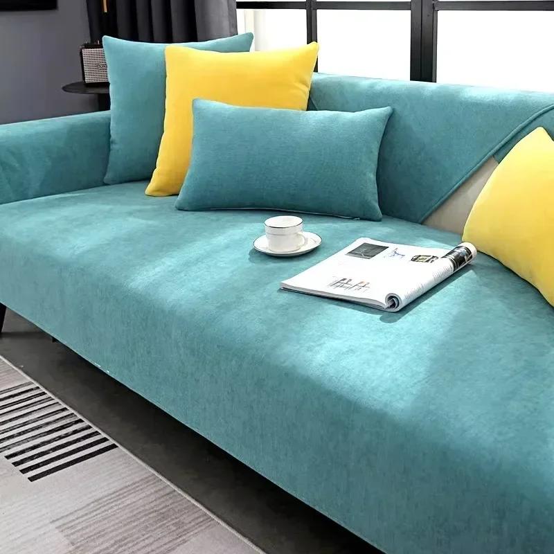 Four Seasons Chenille Sofa Mat Universal Non-Slip Sofas Cover L Shape Sofa Slipcover Chaise Couch Cushion Towel for Living Room