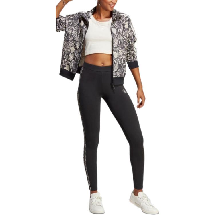 Adidas Originals Striped Trefoil Logo Printed Sweatpants Women Bottoms Black IB8794