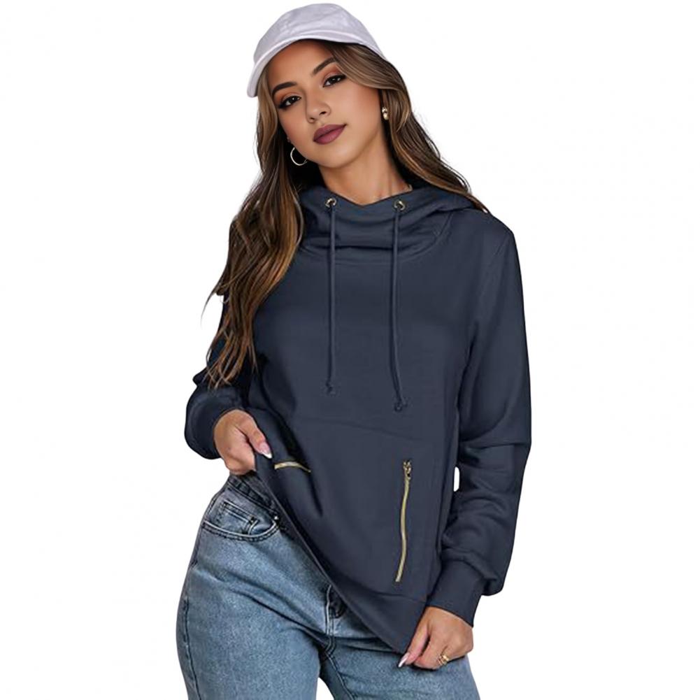 Толстовка Lady Dall Winter Hoodie с карманами на молнии, эластичными манжетами, однотонным шнурком, длинными рукавами, в стиле преппи, с капюшоном, спортивная, Fitne
