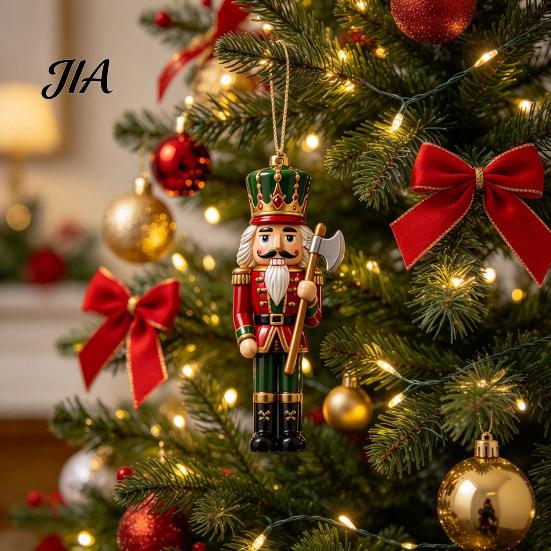 Vintage Soldier Figurine Christmas Nutcracker Ornament, Wooden Hanging Decoration, 2D Flat Xmas Reusable Tree Pendants Pendant for Tree, Holiday Party