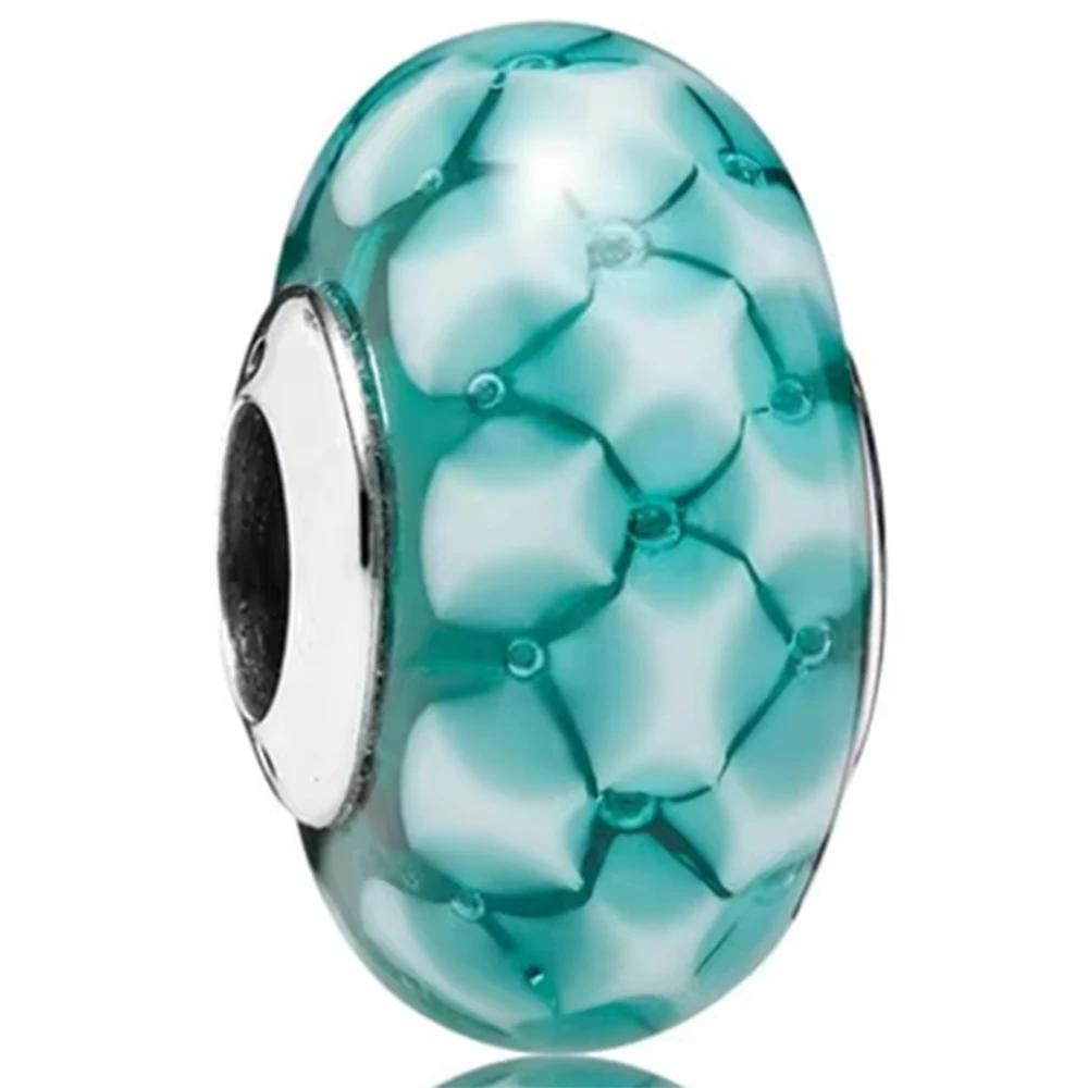 Новые оригинальные медные бусины-шармы из муранского стекла в виде цветка и листа, космическая радуга, для браслета, сделай сам, женские ювелирные изделия, подарок