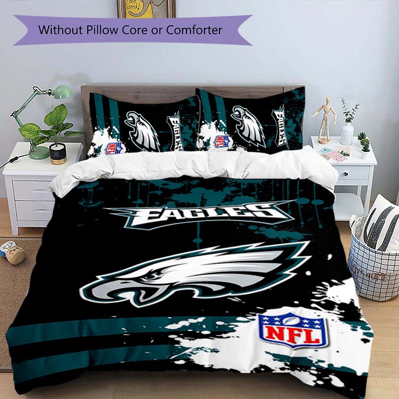 3pcs Philadelphia Eagles LOGO pattern bedding set duvet cover set includes duvet cover &pillowcases,perfect all season bedroom decoration&gift