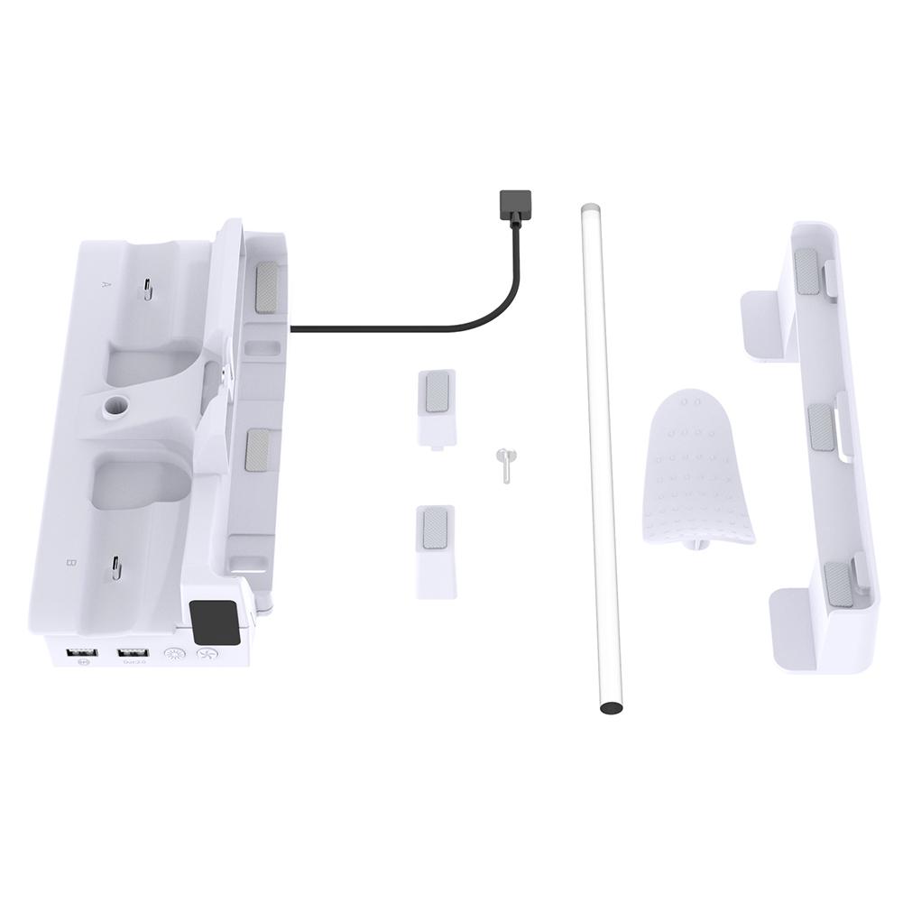 RGB Горизонтальная подставка для консоли с охлаждающей подставкой-станцией для PS5 PRO/Slim, стойка для зарядки двух контроллеров, держатель для консоли и гарнитуры