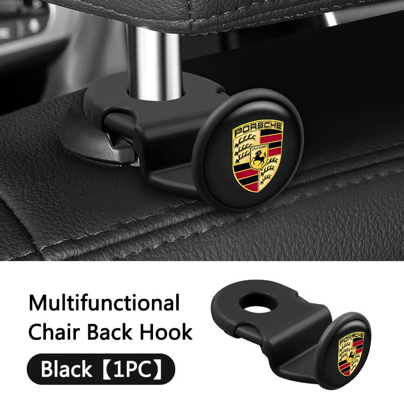 ABKE1 2pcs Universal Auto Seat Headrest Hook Storage Hidden For Porsche Cayenne Panamera Macan 911 718 Taycan Cayman Car Keyring