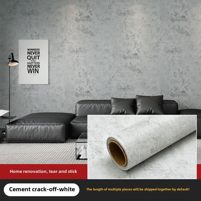 Industrial-Style Gray Micro Cement Self-Adhesive Waterproof Wallpaper for Bedroom or Clothing Store