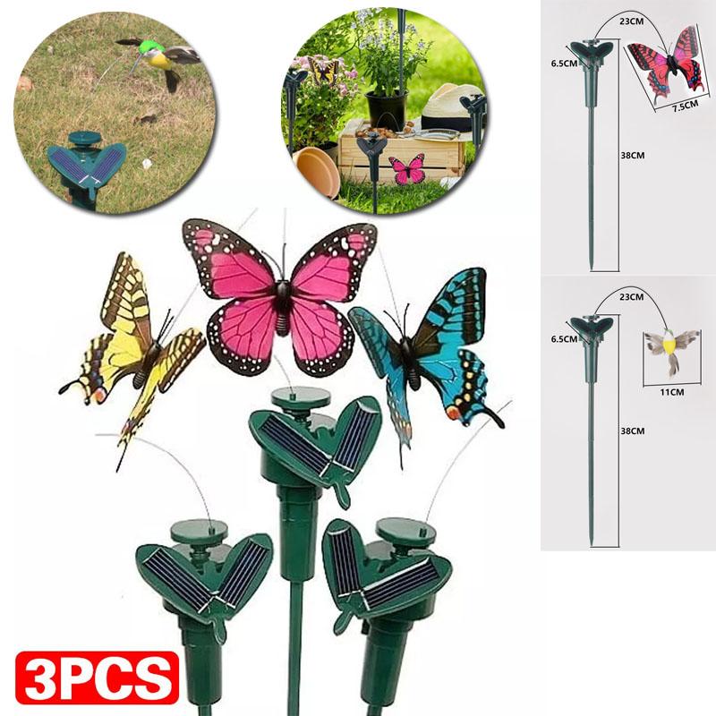 Pack of 3 Solar Powered Fluttering Butterflies Flying Butterfly Garden Ornaments
