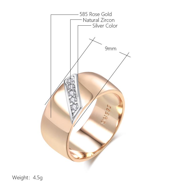 Natural Zircon 9mm Width Luxury Rings For Women Rose Gold Color Mix Setting Design Daily Bride Wedding Jewelry