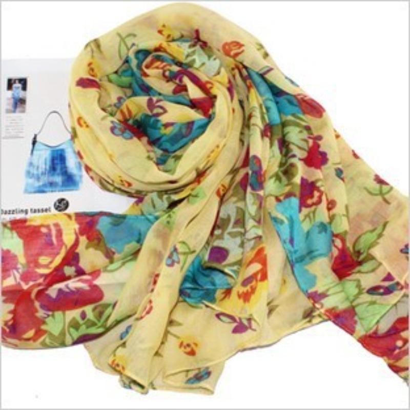 Autumn and Winter Women's New Cotton and Linen Printed Bali Yarn Scarf Shawl Versatile Fashion
