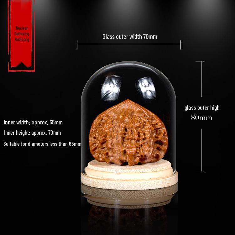 Дисплей для грецких орехов Вэньвань, тыквы и косточек оливы с бамбуковым основанием и стеклянным колпаком высокой прозрачности