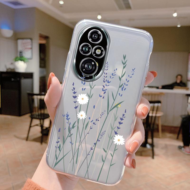 For Honor 200 Pro Phone Case Fashion Flower Transparent Back Cover For Honor 200Pro Soft TPU Silicone Anti Drop Bumper Fundas
