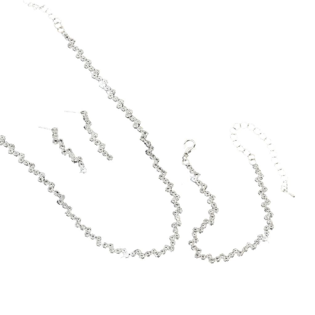 Dazzling Rhinestone Crystal Bridal Jewelry Classic Bride's Jewelry Set Rhinestones Necklace Bracelet Earrings Ensembles