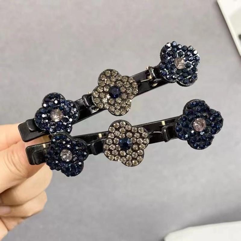 Rhinestones Braided Hair Clips For Girls Hairclip with 3 Flowers Hair Span With Crystalllume Women Hairpin Hair Accessories
