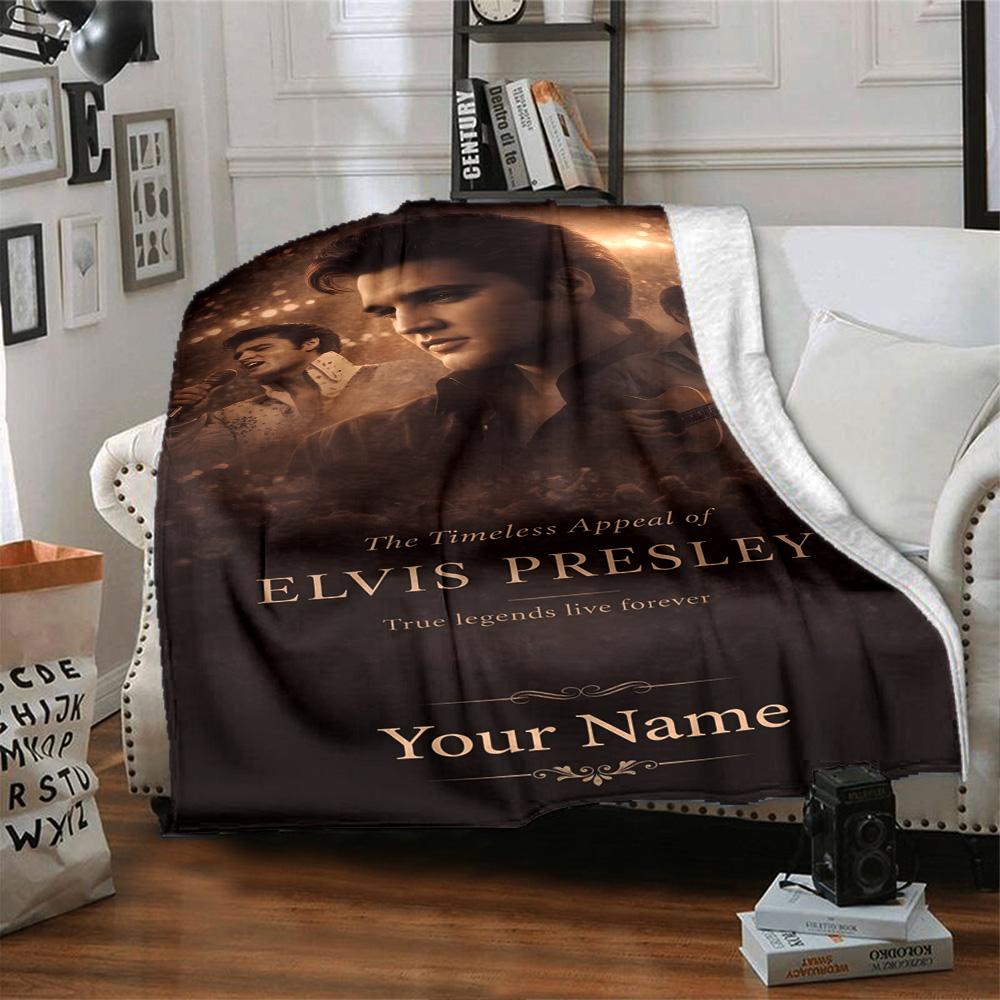Elvis Presley Personalized Name Blanket Gift Personalized Blanket Comfortable Great for Seaside Couch Home Decor Picnics All-Season Use