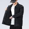 Мужская черная свободная джинсовая куртка с вышивкой - Повседневная осенняя рабочая одежда большого размера