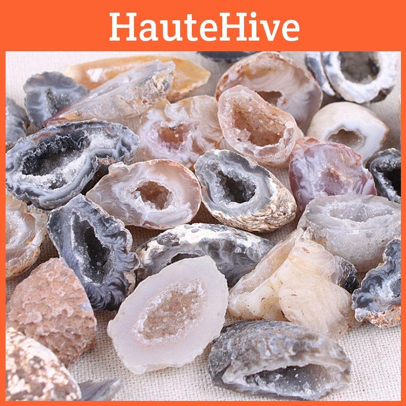 Striking 10pcs Geodes Oco Agate Natural Crystals With Unique Lines For Decorative Ornaments