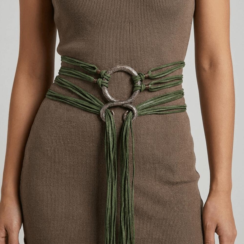 Braided Waist Cinch Adjustable Decorative Belt Fashion Long Rope Chain Belt Renaissance