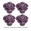 4 Set Rose Shaped Handle Modern Ceramic Cabinet Knob for Home Living Room BedroomPurple