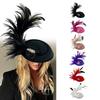 Girly Feather Felt Hat Shape Hair Clip Banquet Party Headband for Teens Medieval Party Taking Photo Anti-Slip Hairpin