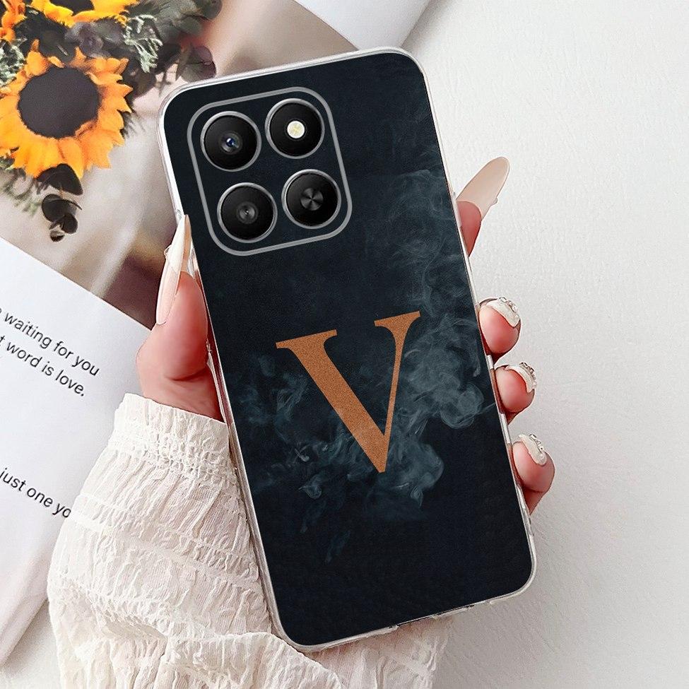 Clear For Honor 400Smart 5G LGN-NX1 Case For Honor 400 Smart Cover Luxury A-Z Letters Fashion Flowers Crown Soft Bumper Casing
