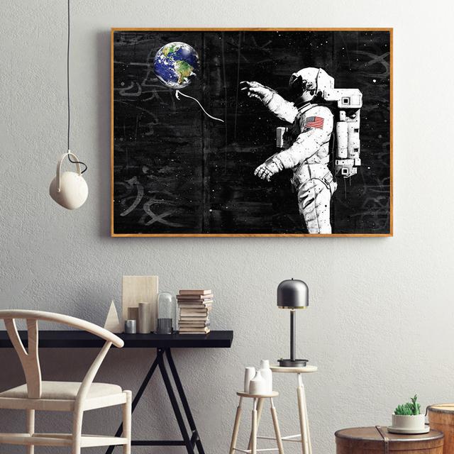 Solid Wood Frame Space Dreaming Astronaut Stars Oil Painting Canvas Painting Posters and Prints Wall Art Pictures for Living Room Home Decor