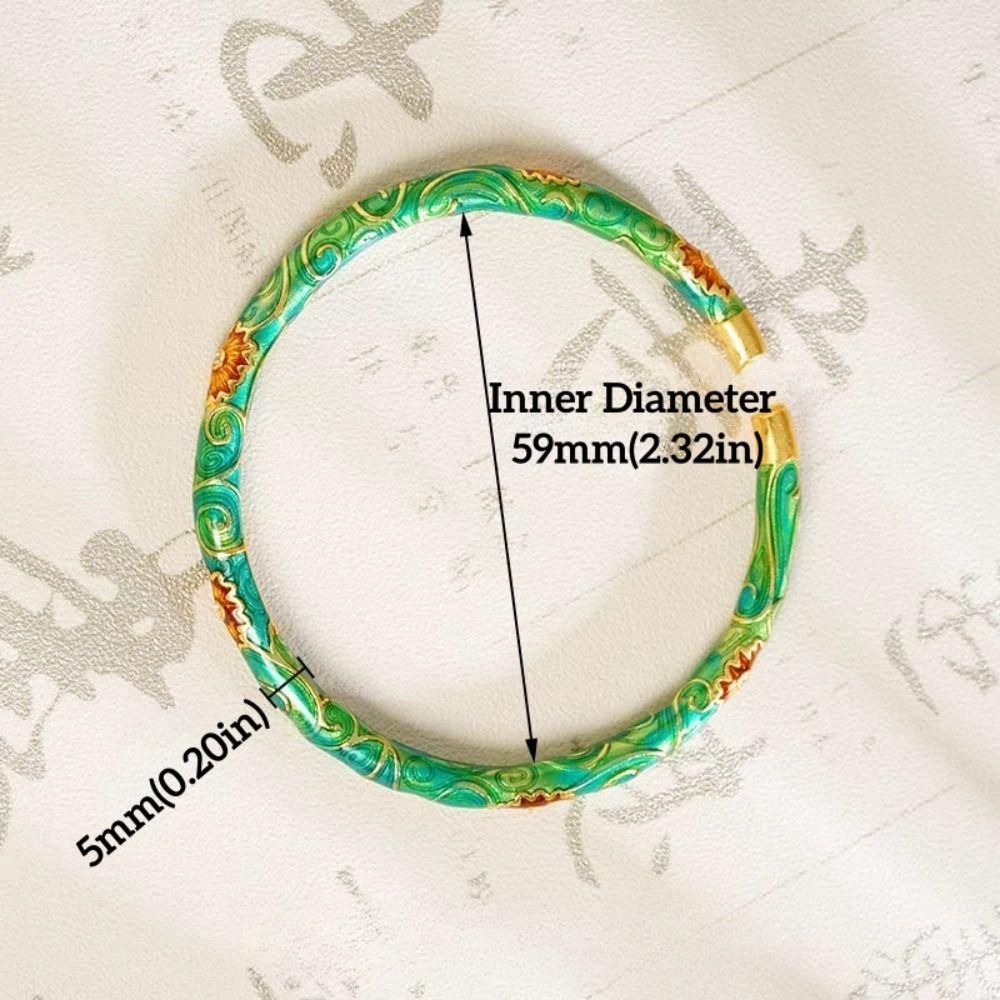 Open Ring Chinese Cloisonne Bracelet Vintage Filigree Flower Bangle Women's Enamel Braclet  Gifts