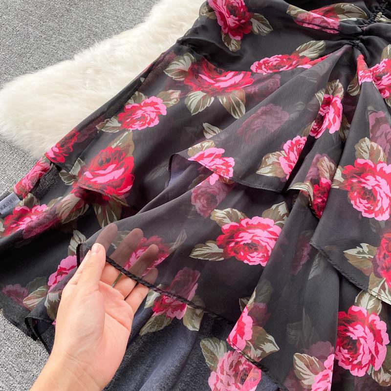 Платье с принтом Темпераментное платье с оборками и юбкой «рыбий хвост» Женское платье