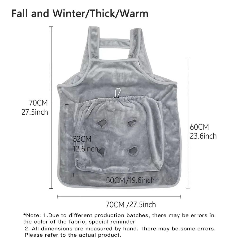 Уютный фартук для переноски кошек, зимний плюшевый фартук для ухода за кошками с отверстиями для использования в помещении и на улице - подвесная сумка для переноски и сна