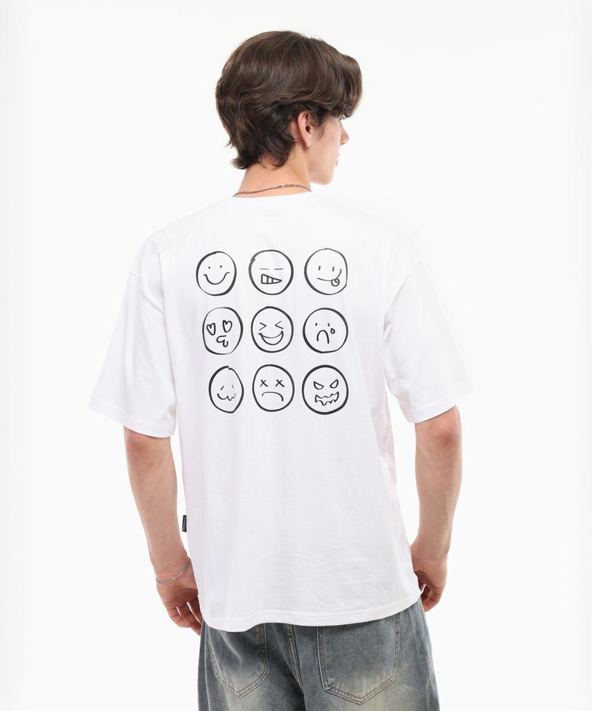 COMMONZ Back Point Smile Short Sleeve T-Shirt_White