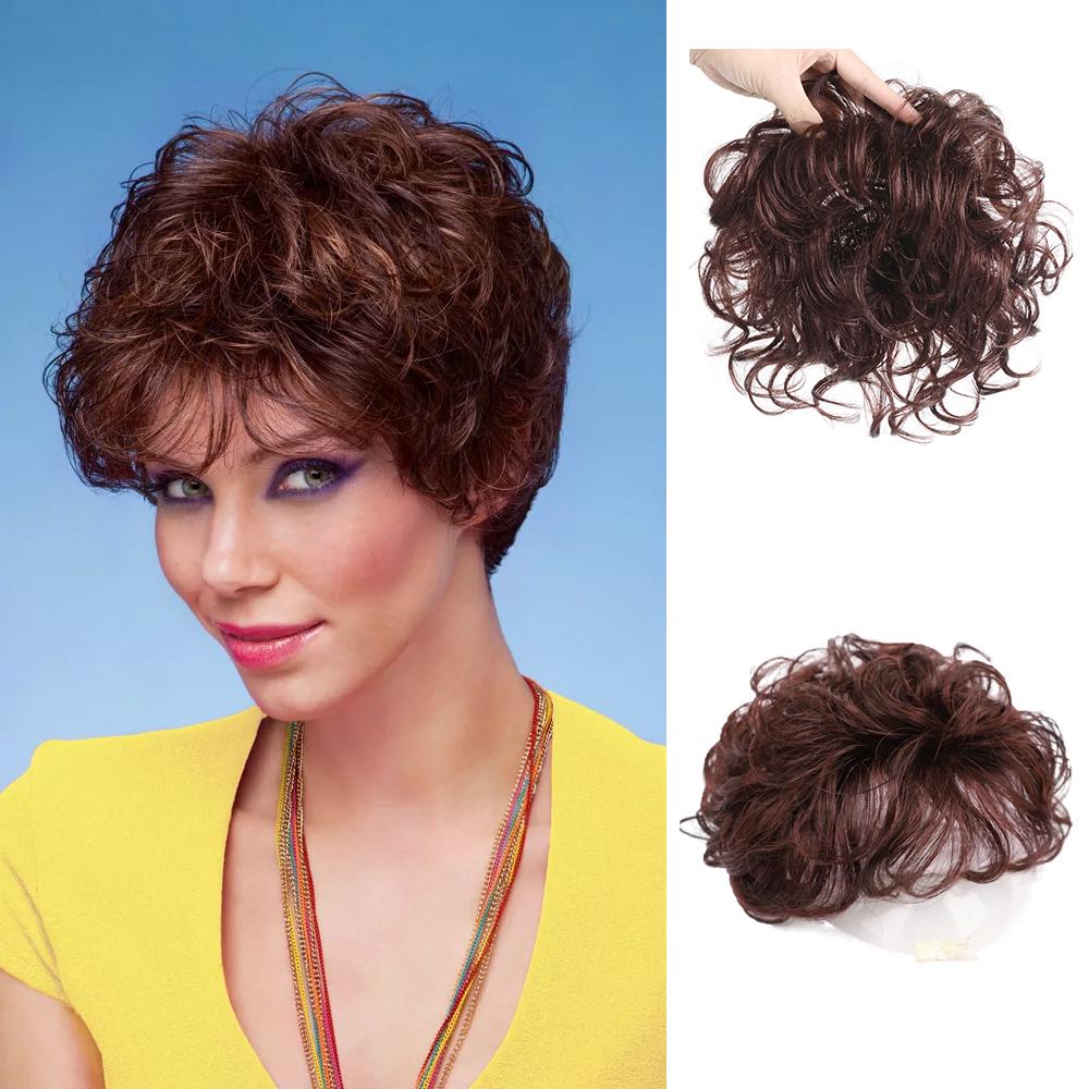 Wig Female Fluffy and Traceless Cover White Light Thin Short Curly Hair Invisible Hair Replacement Block