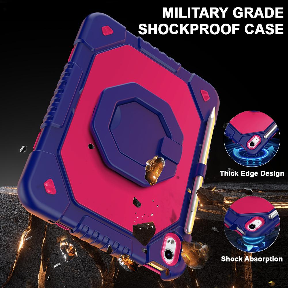 For iPad (2025) / 10.9 (2022) Case Hand Grip Kickstand Shockproof Silicone + PC Tablet Cover with Pen Slot