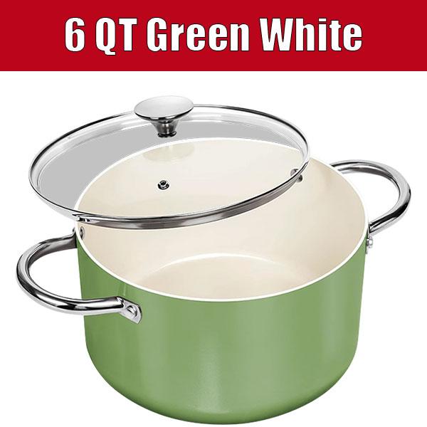 6 QT Large Soup Cooking Pot Stew Pot with Lid Ceramic Coating Nonstick Stock Pot Pasta Pot Casserole Pot Induction Compatible