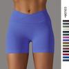 Sports Shorts European and American Seamless Knitted Breathable Solid Color Cross Waist Peach Hip Yoga Running Fitness Three-point Pants Women