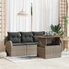 5-piece Garden Sofa Set with Cushions Grey Poly Rattan, 2-seater Garden Sofa with Storage and Cushions 3358253