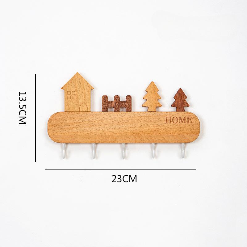 Неперфорированный крючок для ключей, настенный, из бука, украшение для входа, стойка для хранения ключей, настенные вешалки для входа, вешалка для ключей