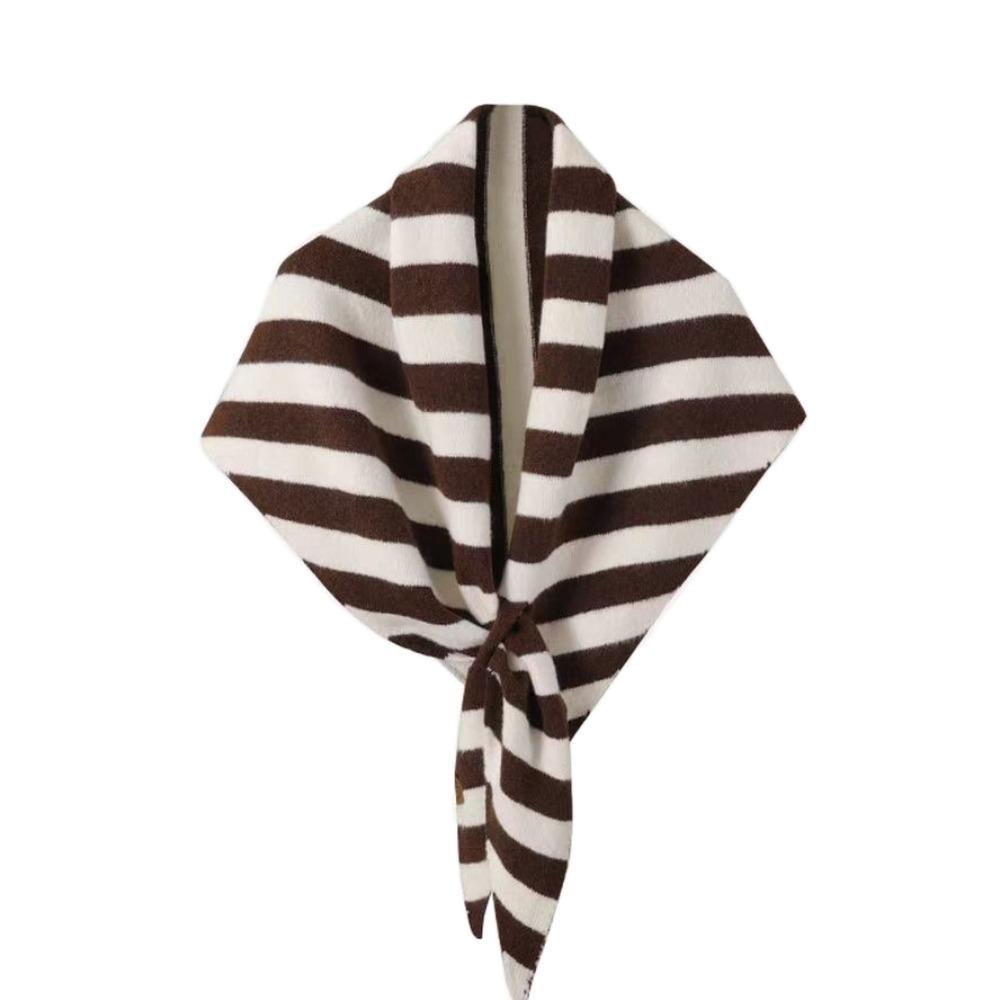 Plush Knitted Triangle Scarf Korean Style Cape Wraps Retro Striped Scarf Autumn Winter