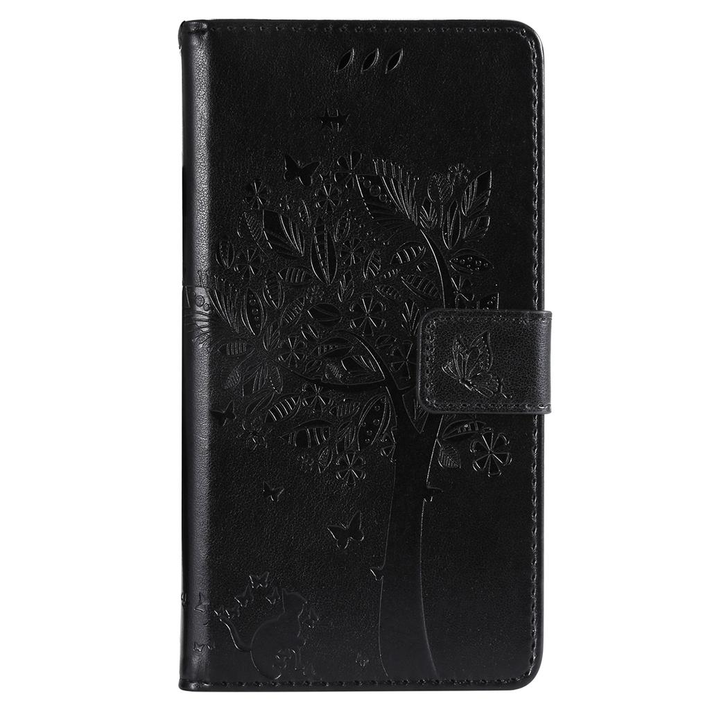 For iPhone 16 Phone Case with Stand Cat Tree Pattern Leather Wallet Mobile Cover