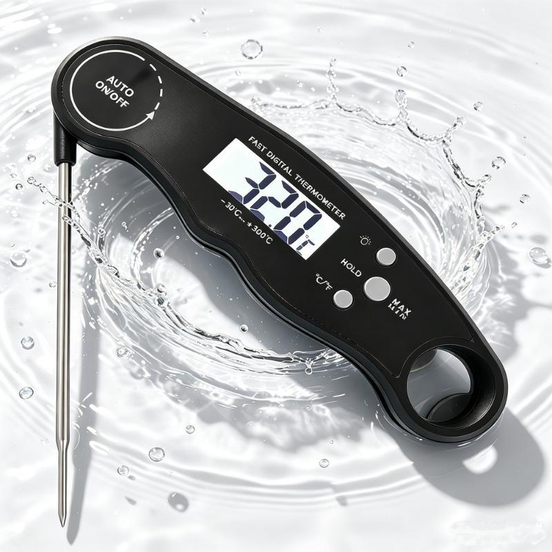 Foldable Digital Food Thermometer Instant Read Backlit Screen for Home Kitchen Baking Roasting Grilling Meat Turkey BBQ